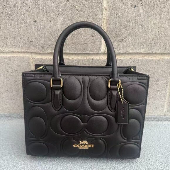 NWT Coach Maggie Small Tote Bag In Signature Leather CY670 IN BLACK - Picture 1 of 7